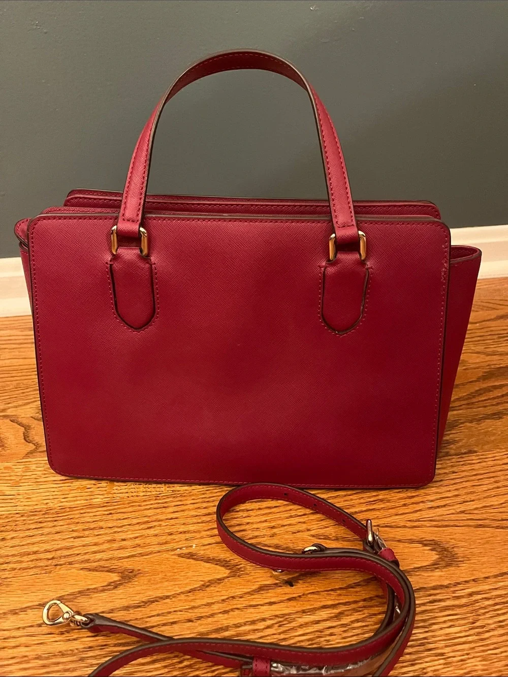Kate Spade Laurel Way Reese Satchel Crossbody Saffiano Leather Blackberry/Maroon